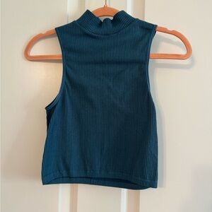 Zara Teal Sleeveless Ribbed Top